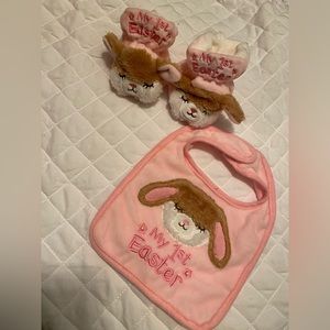 Happy Go Fluffy My First Easter Bunny Bib and Slippers